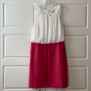 Loft pencil skirt blouse dress 6 pink and white
